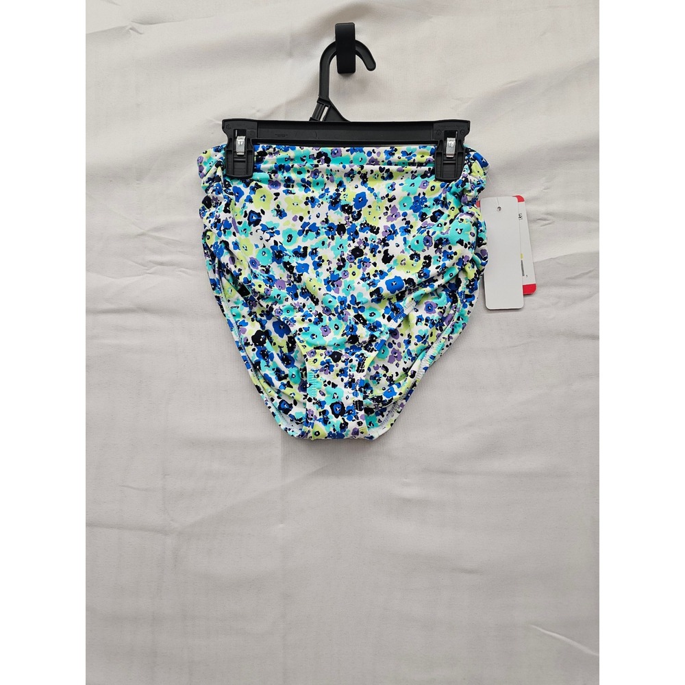Anne Cole Womens Blue Ditsy Floral High Waist Ruched Bikini Bottom XS ACSB001